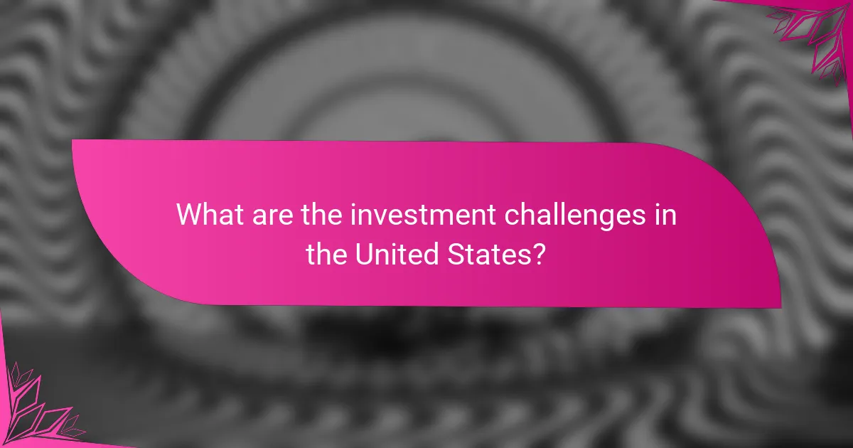 What are the investment challenges in the United States?